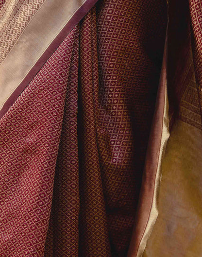 Maroon Silk Woven Kanjivaram Saree