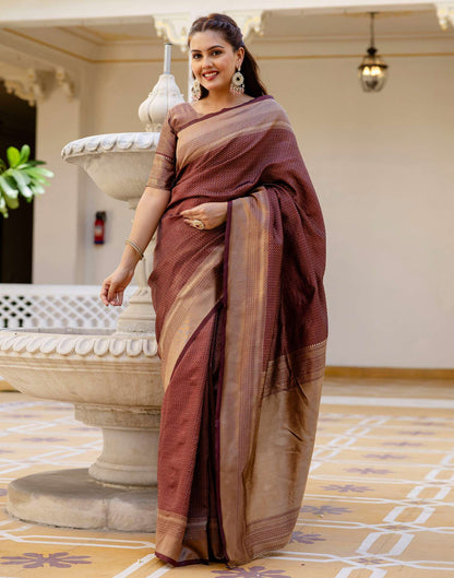 Maroon Silk Woven Kanjivaram Saree