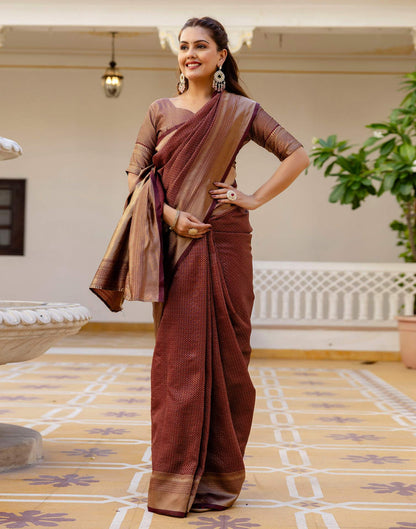 Maroon Silk Woven Kanjivaram Saree