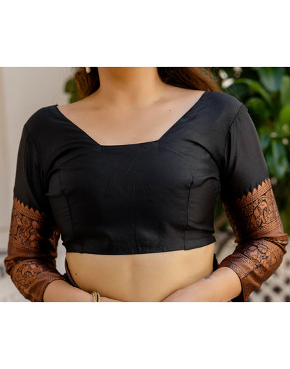 Black Silk Woven Kanjivaram Saree