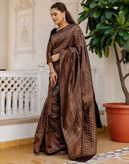 Black Silk Woven Kanjivaram Saree