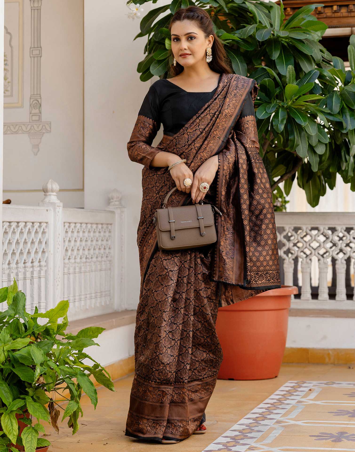Black Silk Woven Kanjivaram Saree