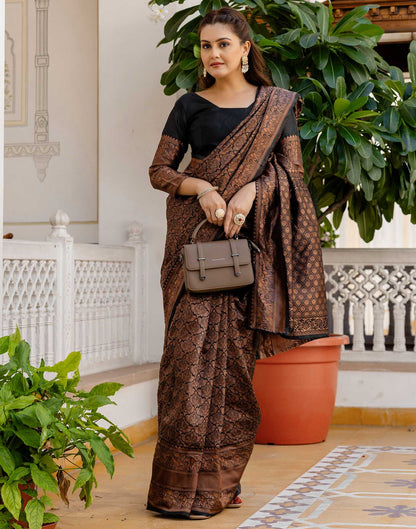 Black Silk Woven Kanjivaram Saree