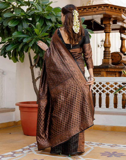 Black Silk Woven Kanjivaram Saree