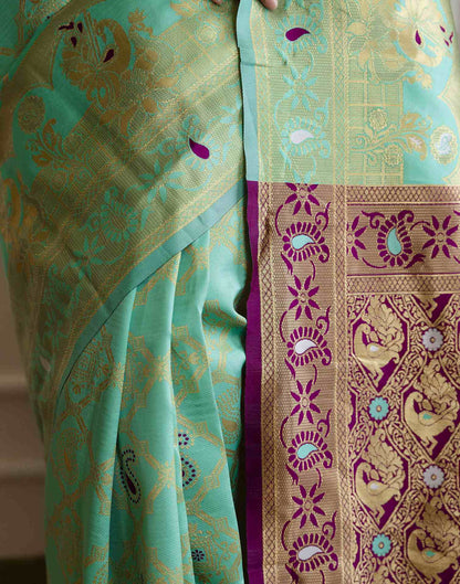 Pista Green Silk Woven Banarasi Saree