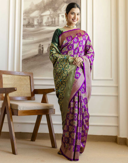 Purple Silk Woven Banarasi Saree