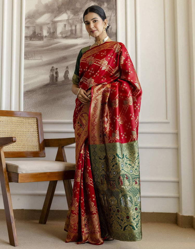 Red Silk Woven Banarasi Saree