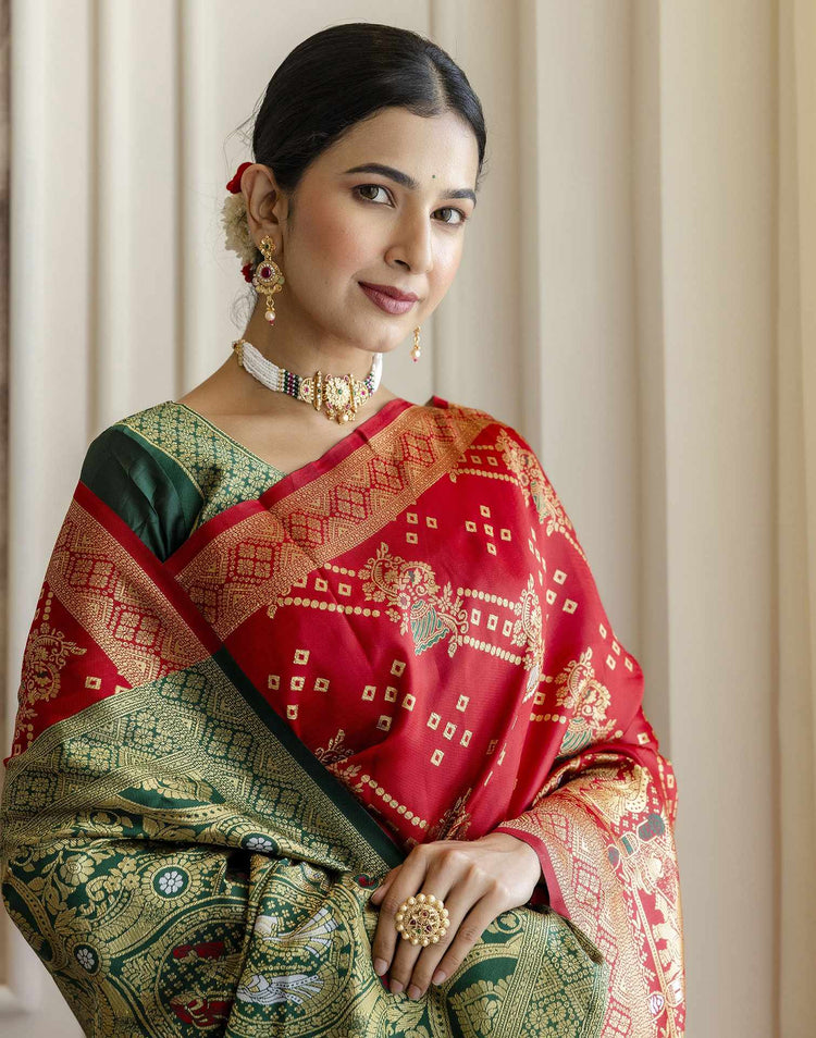 Red Silk Woven Banarasi Saree