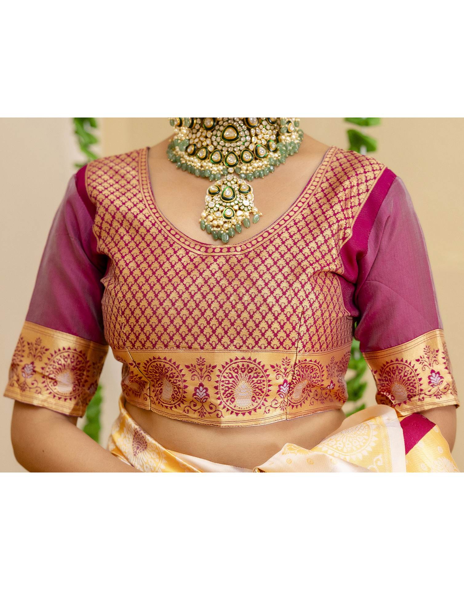 Off White Silk Woven Saree