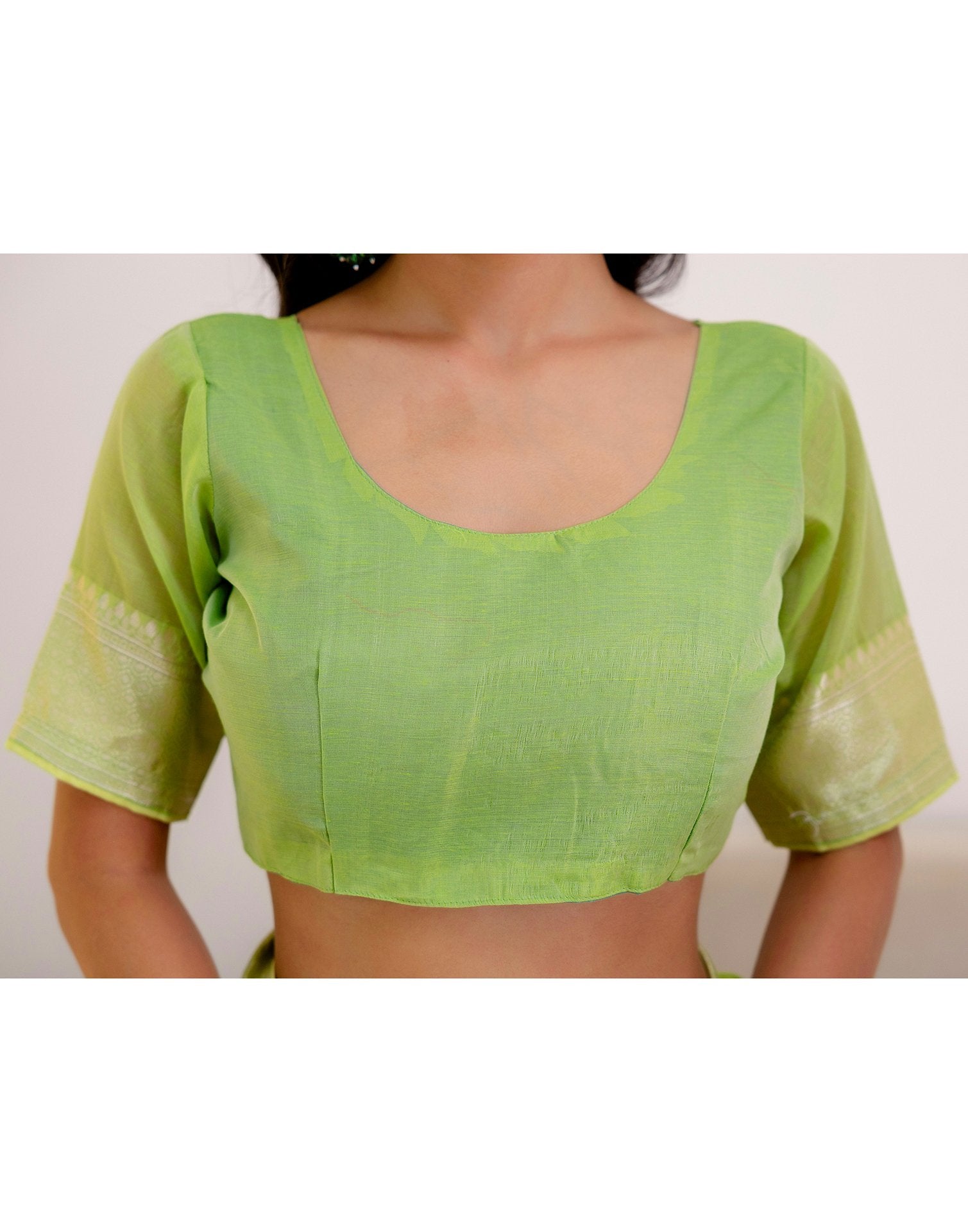 Pista Green Chanderi Woven Saree