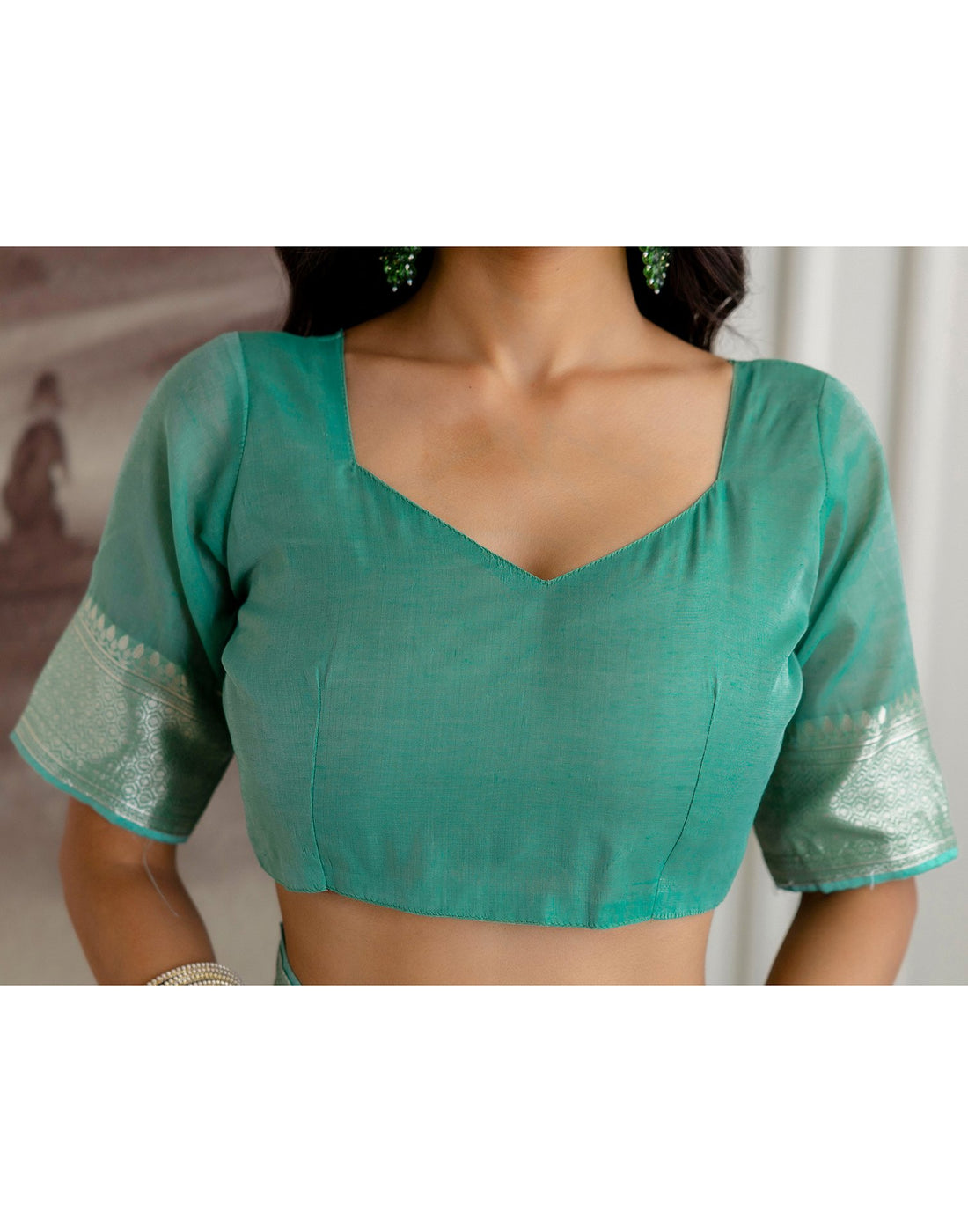Mint Green Chanderi Woven Saree
