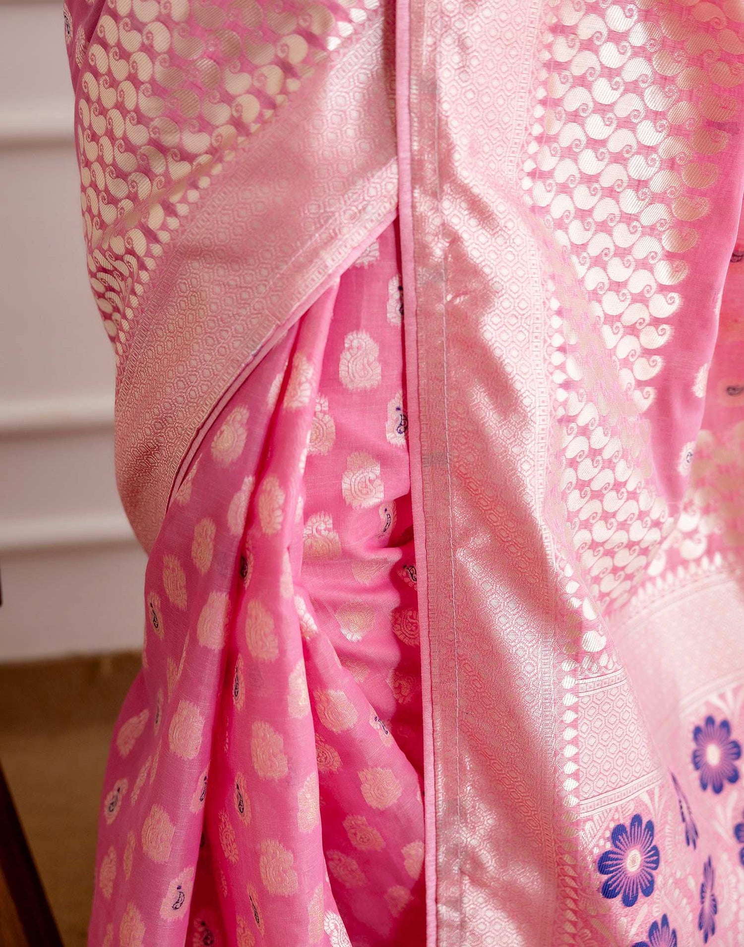 Pink Chanderi Woven Saree