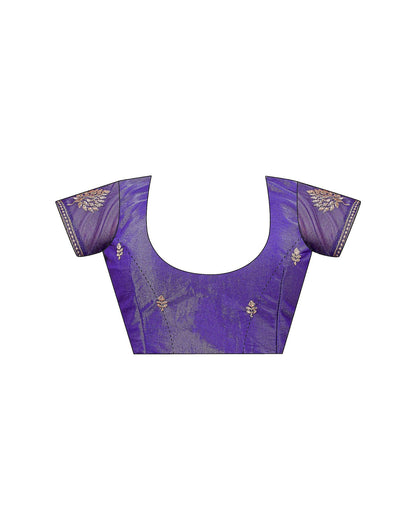 Violet Shimmer Net Embroidery Swarovski Saree