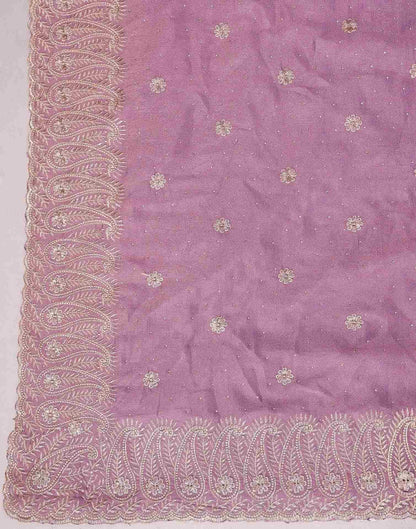 Dusty Lavender Silk Embroidery Swarovski Saree