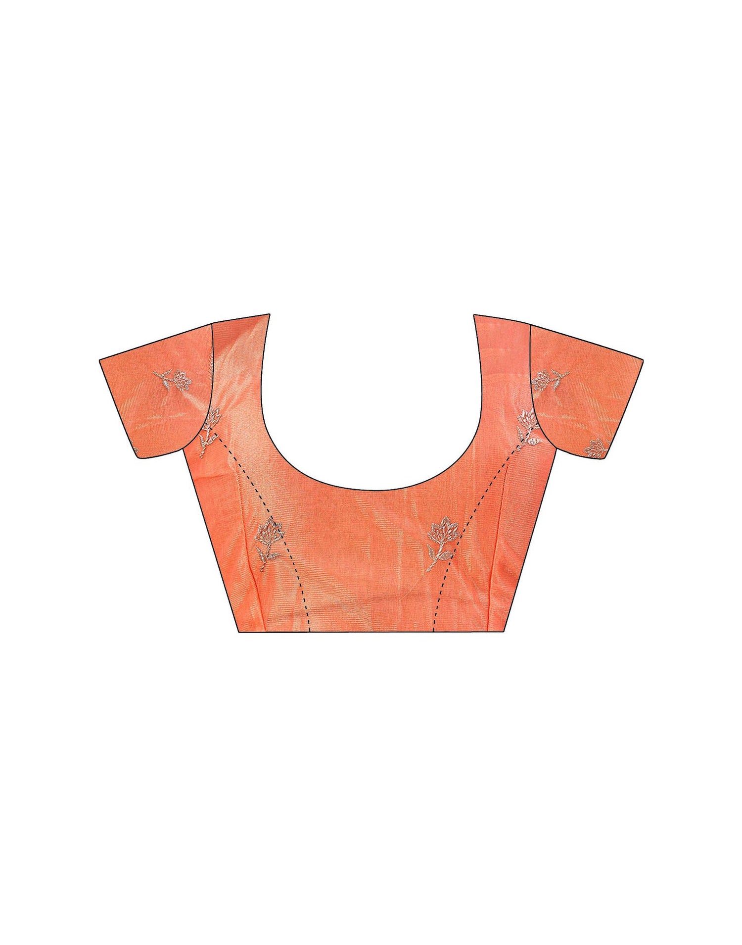 Orange Shimmer Net Embroidery Swarovski Saree