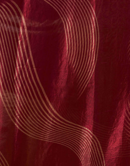 Maroon Organza Printed Swarovski Saree
