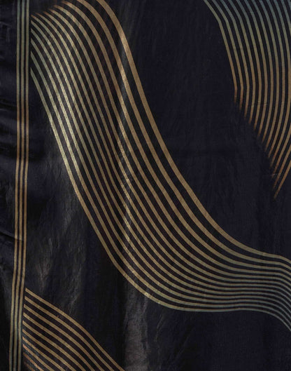 Black Organza Printed Swarovski Saree