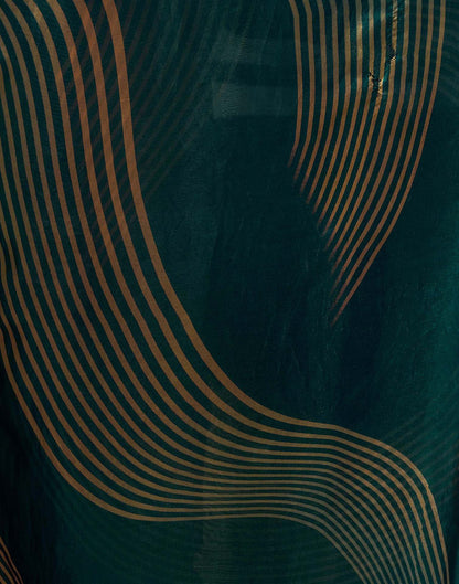 Rama Green Organza Printed Swarovski Saree