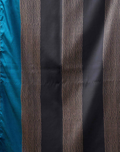 Dusty Teal Blue Silk Printed Saree