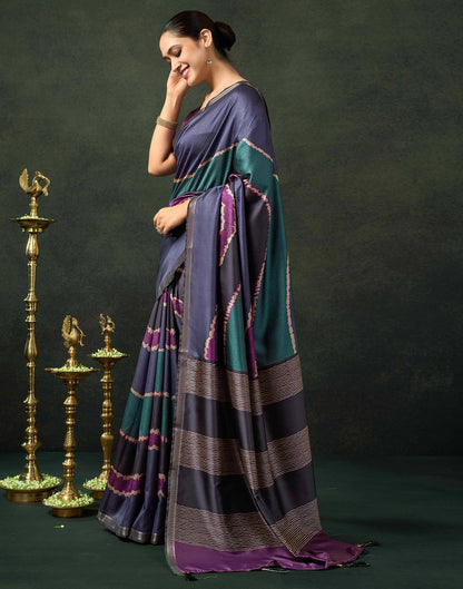 Dusty Purple Silk Printed Saree