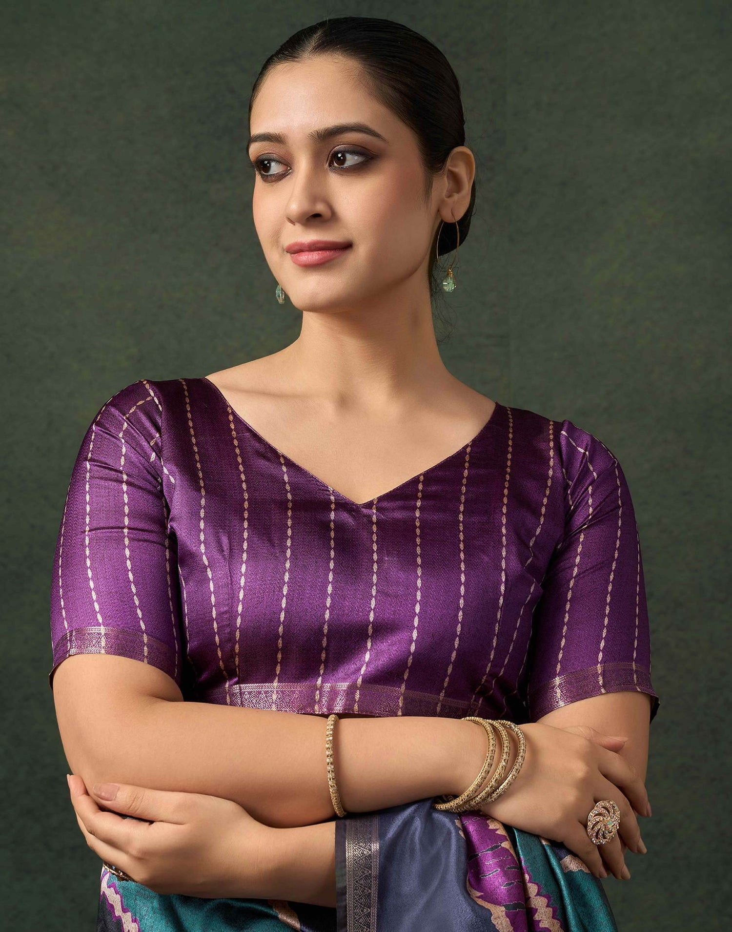 Dusty Purple Silk Printed Saree