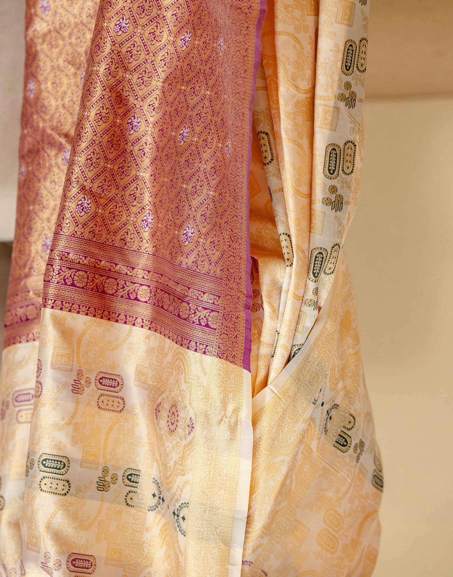 Off White Silk Woven Saree