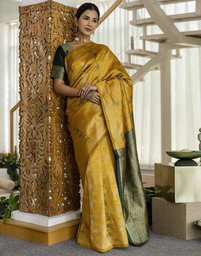 Mustard Yellow Silk Woven Saree