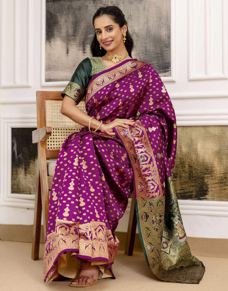 Wine Silk Woven Patola Saree