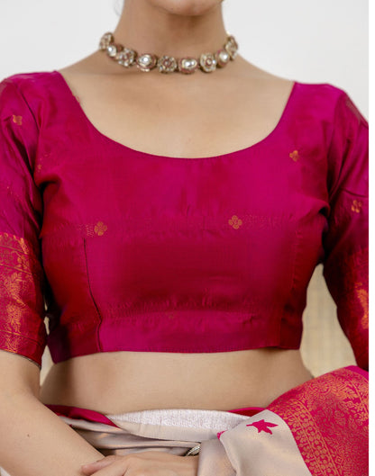Grey Silk Woven Saree