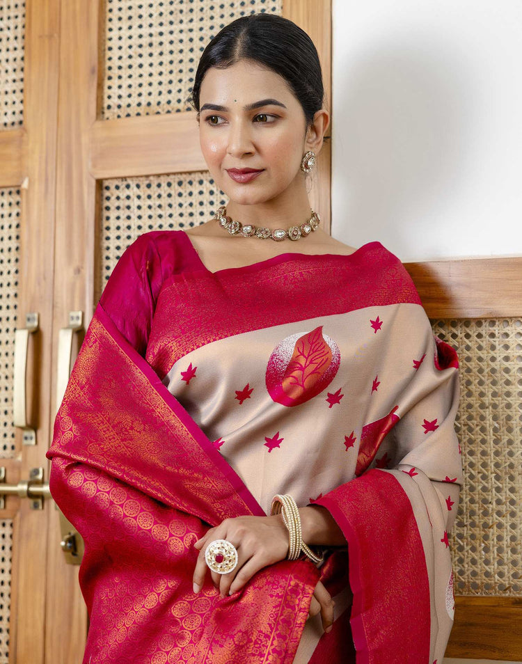 Grey Silk Woven Banarasi Saree