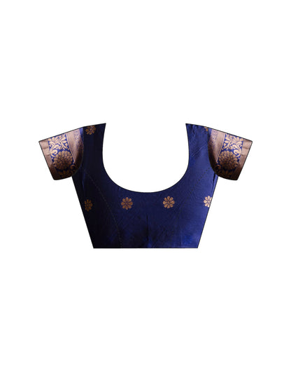 Navy Blue Silk Woven Saree