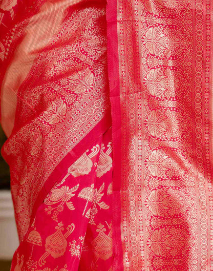 Bright Pink Silk Woven Saree