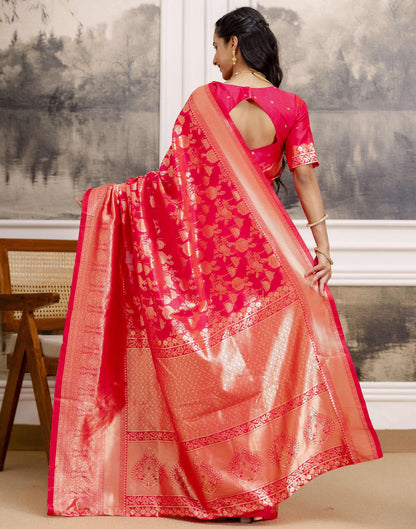 Bright Pink Silk Woven Saree