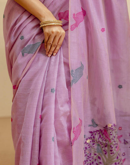 Dusty Purple Cotton Woven Saree
