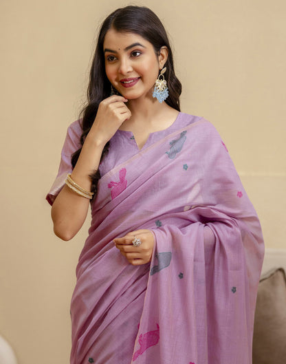 Dusty Purple Cotton Woven Saree