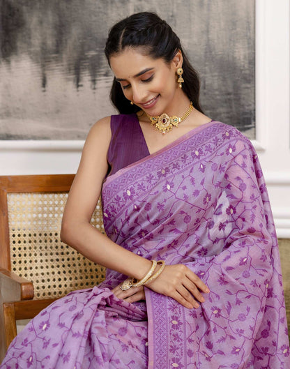 Lavender Cotton Woven Saree