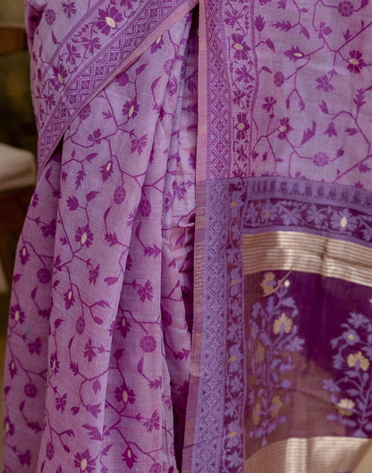 Lavender Cotton Woven Saree