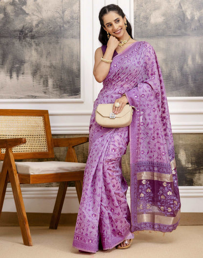 Lavender Cotton Woven Saree