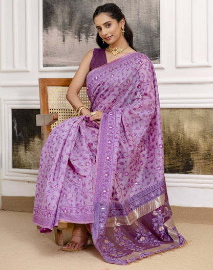 Lavender Cotton Woven Saree