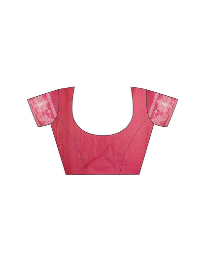 Rose Pink Cotton Woven Saree
