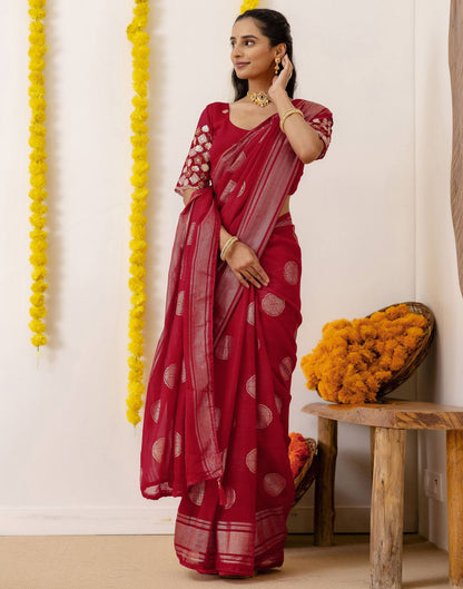 Dark Rani Pink Georgette Foil Printed Saree