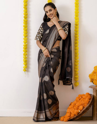 Black Georgette Foil Printed Saree