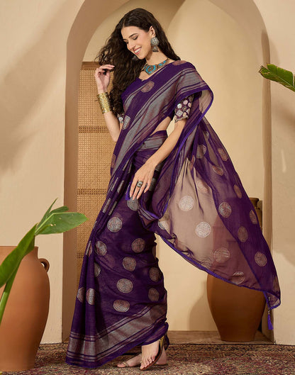 Purple Georgette Foil Printed Saree