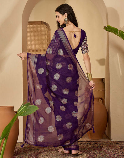 Purple Georgette Foil Printed Saree
