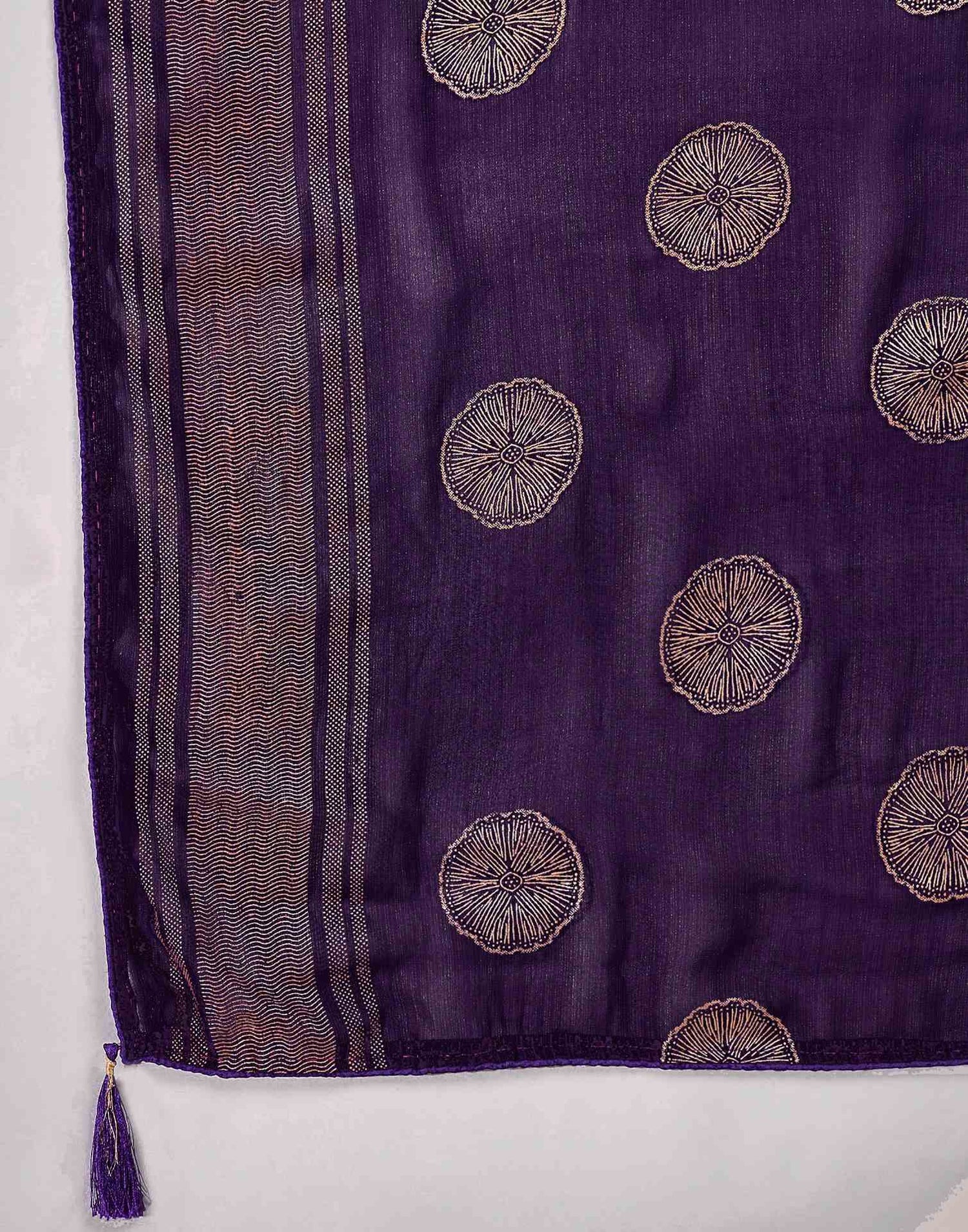 Purple Georgette Foil Printed Saree