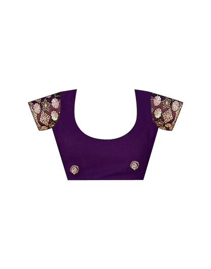 Purple Georgette Foil Printed Saree