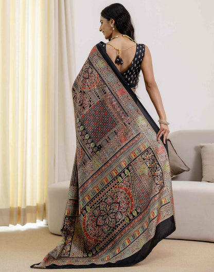 Black Silk Printed Saree