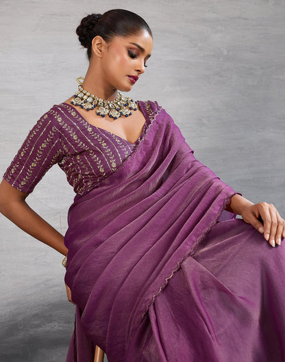 Dusty Purple Shimmer Dyed Plain Saree