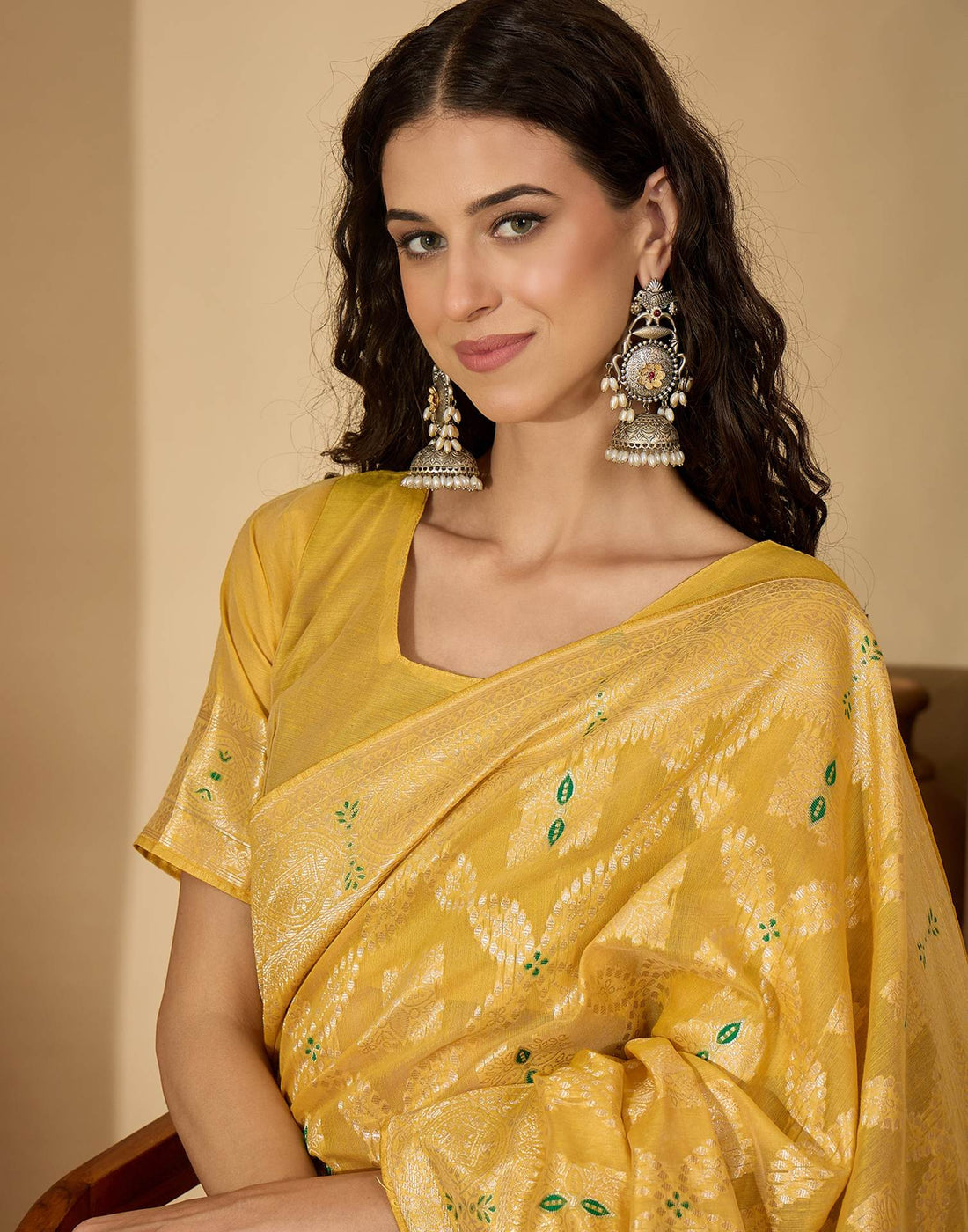 Light Green Chanderi Woven Saree