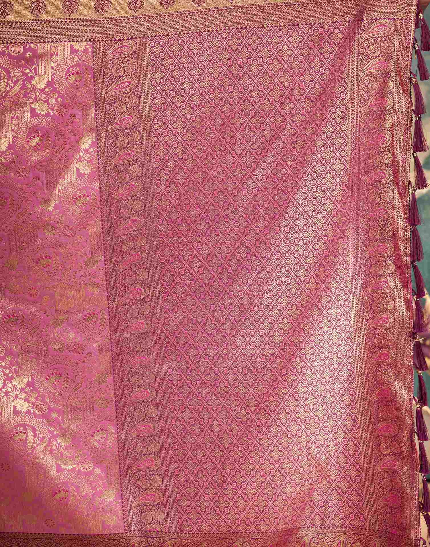 Pink Silk Woven Saree